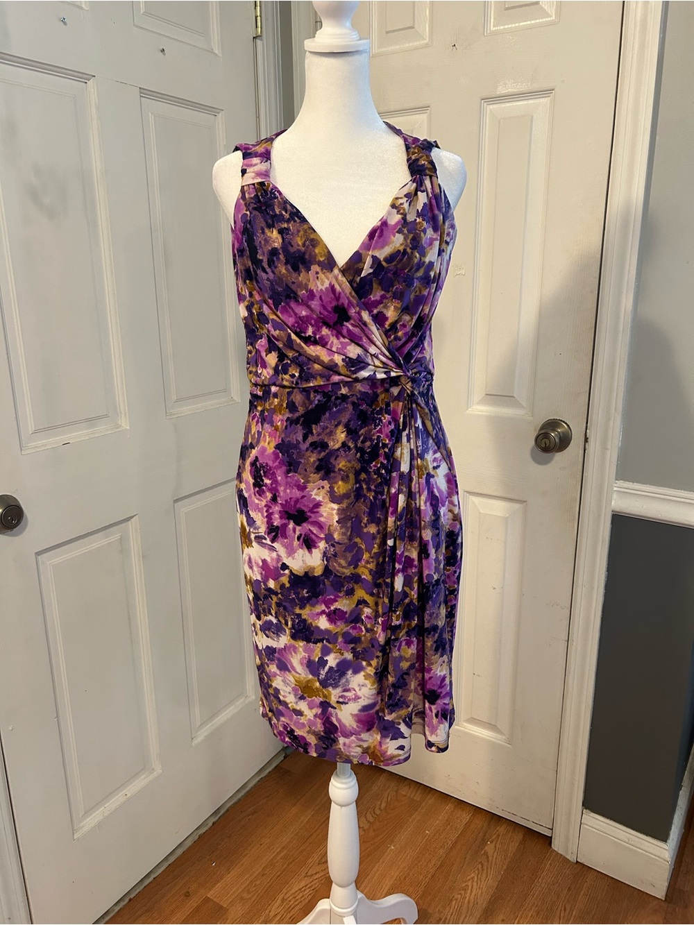 Lauren Ralph Lauren Purple Floral Wrap Midi Dress